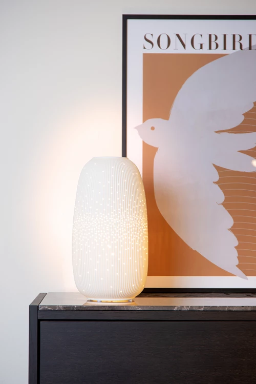 Lucide FLORES - Tafellamp - Ø 17,5 cm - 1xE14 - Wit - sfeer 1